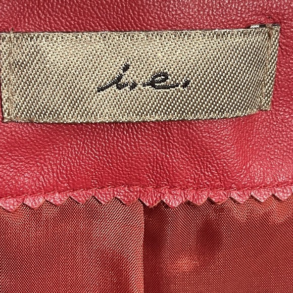 I.E. Brand  Genuine Leather Jacket  Red Zip Pockets  Women's  Size M - Picture 7 of 8